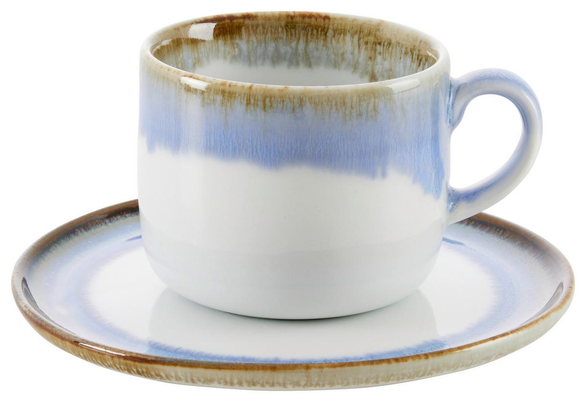 Šálek a podšálek na kávu SATURN - modrá, Moderní, keramika - Mömax