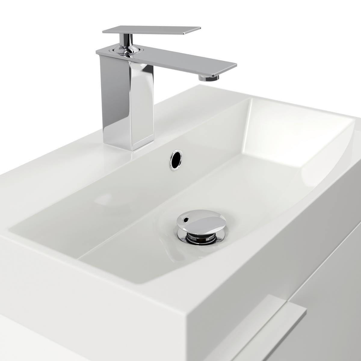 Gästebad Cubi Weiß Hg B: 50 cm - Weiß Hochglanz/Weiß, MODERN, Holzwerkstoff/Stein (50cm) - MID.YOU