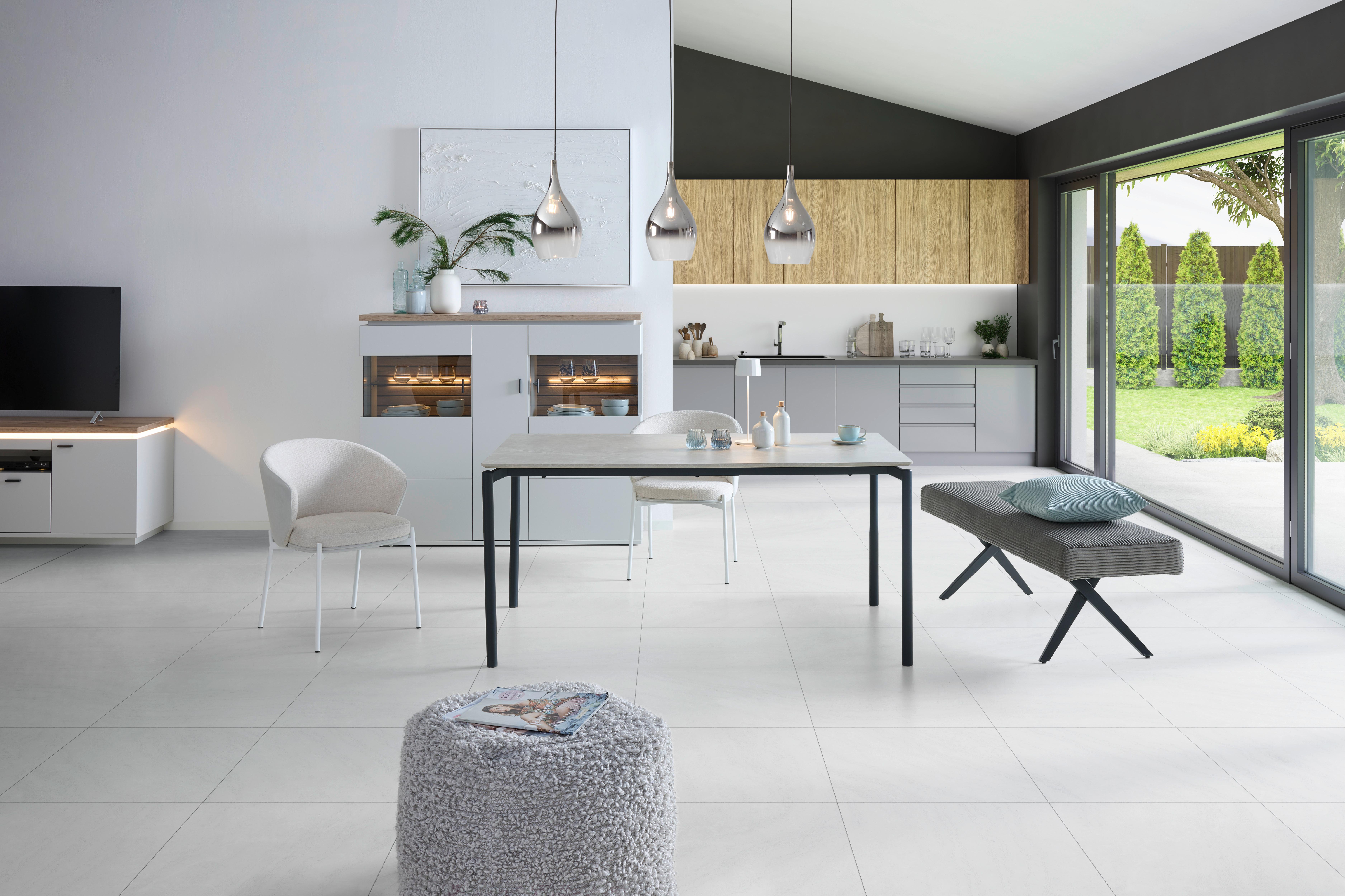 Sitzbank Ohne Lehne Cord Dunkelgrau, B: 140 Cm - Dunkelgrau/Schwarz, KONVENTIONELL, Textil/Metall (140/49/47cm) - MID.YOU