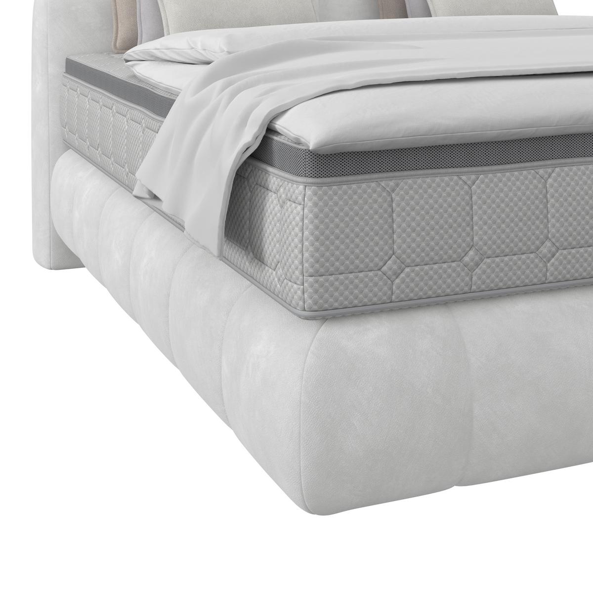 Boxspringbett Nobu Hellgrau, Lf: 180x200 cm - Hellgrau/Schwarz, Trend, Holz/Textil (180/200cm)