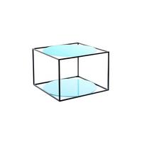 Beistelltisch In Würfelform Cody, Schwarz/blau - Blau/Schwarz, Basics, Glas/Metall (50/50/36cm) - Kayoom