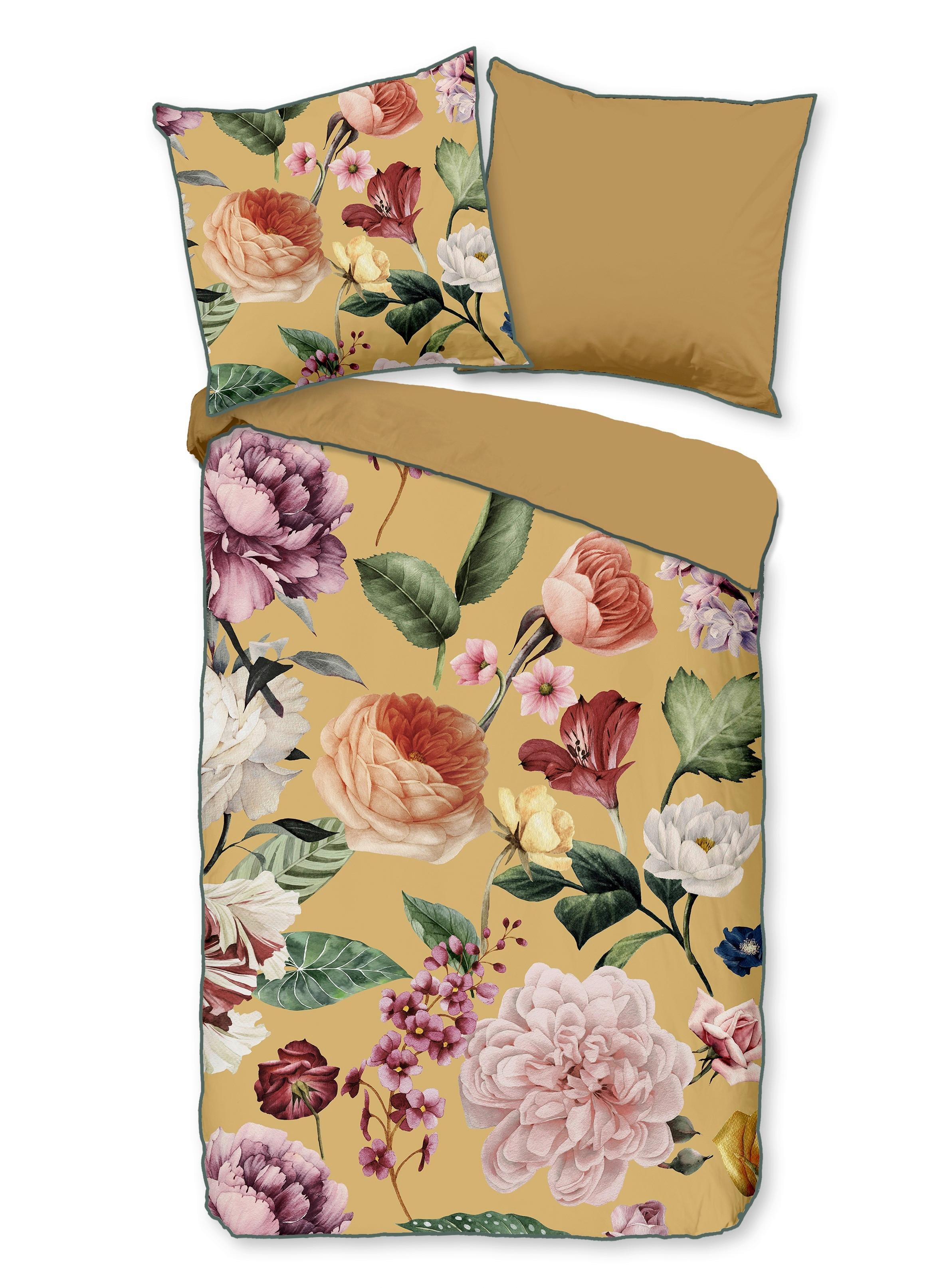Wendebettwäsche Fiori Gelb Goldfarben 135x200 cm - Gelb/Goldfarben, Natur, Textil (135/200cm)