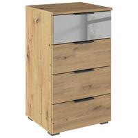 Kommode Skyla Eiche Artisan D. B: 47cm - Alufarben/Eiche Artisan, MODERN, Glas/Holzwerkstoff (47/81/42cm) - Rauch Möbel