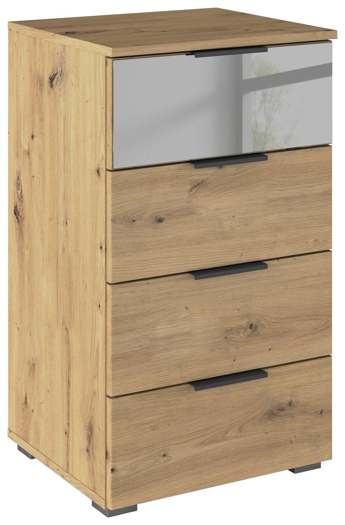 Kommode Skyla Eiche Artisan D. B: 47cm - Alufarben/Eiche Artisan, MODERN, Glas/Holzwerkstoff (47/81/42cm) - Rauch Möbel