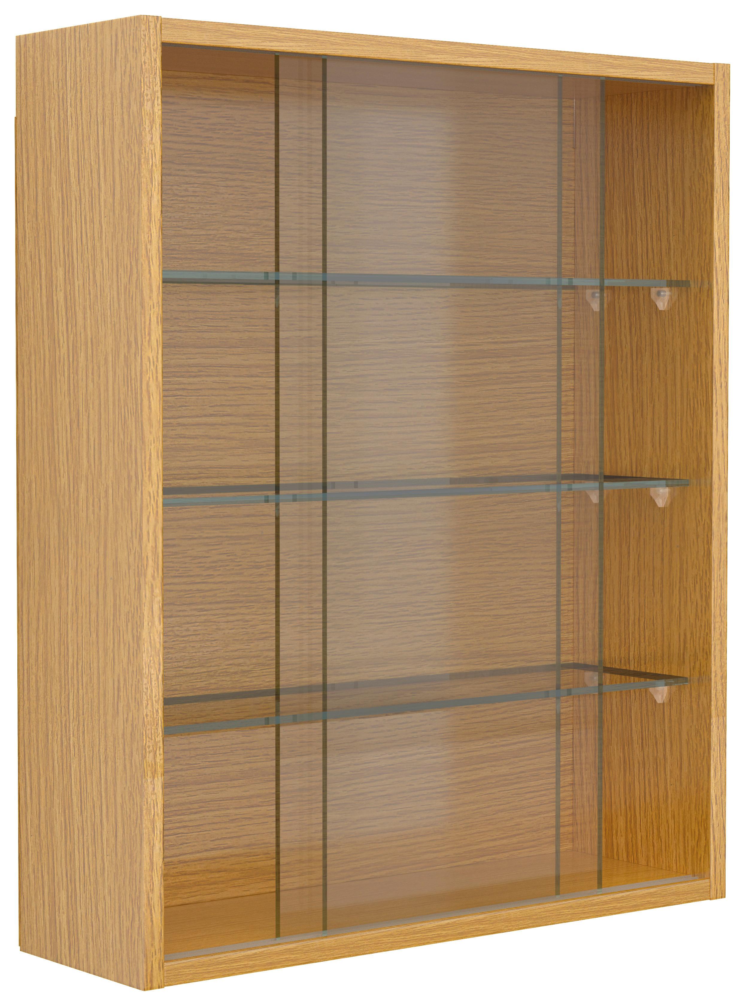 Hängevitrine Drivalo Eiche Dekor B: 50 cm - Honigeiche/Transparent, Design, Glas/Holzwerkstoff (50/60/15cm) - MID.YOU