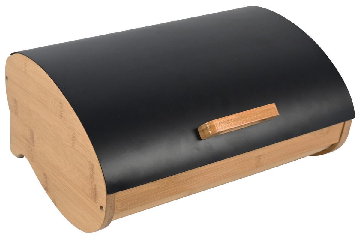 BOX NA CHLIEB SVEA - čierna/prírodná farba, Modern, kov/drevo (35/25/15,5cm) - Modern Living