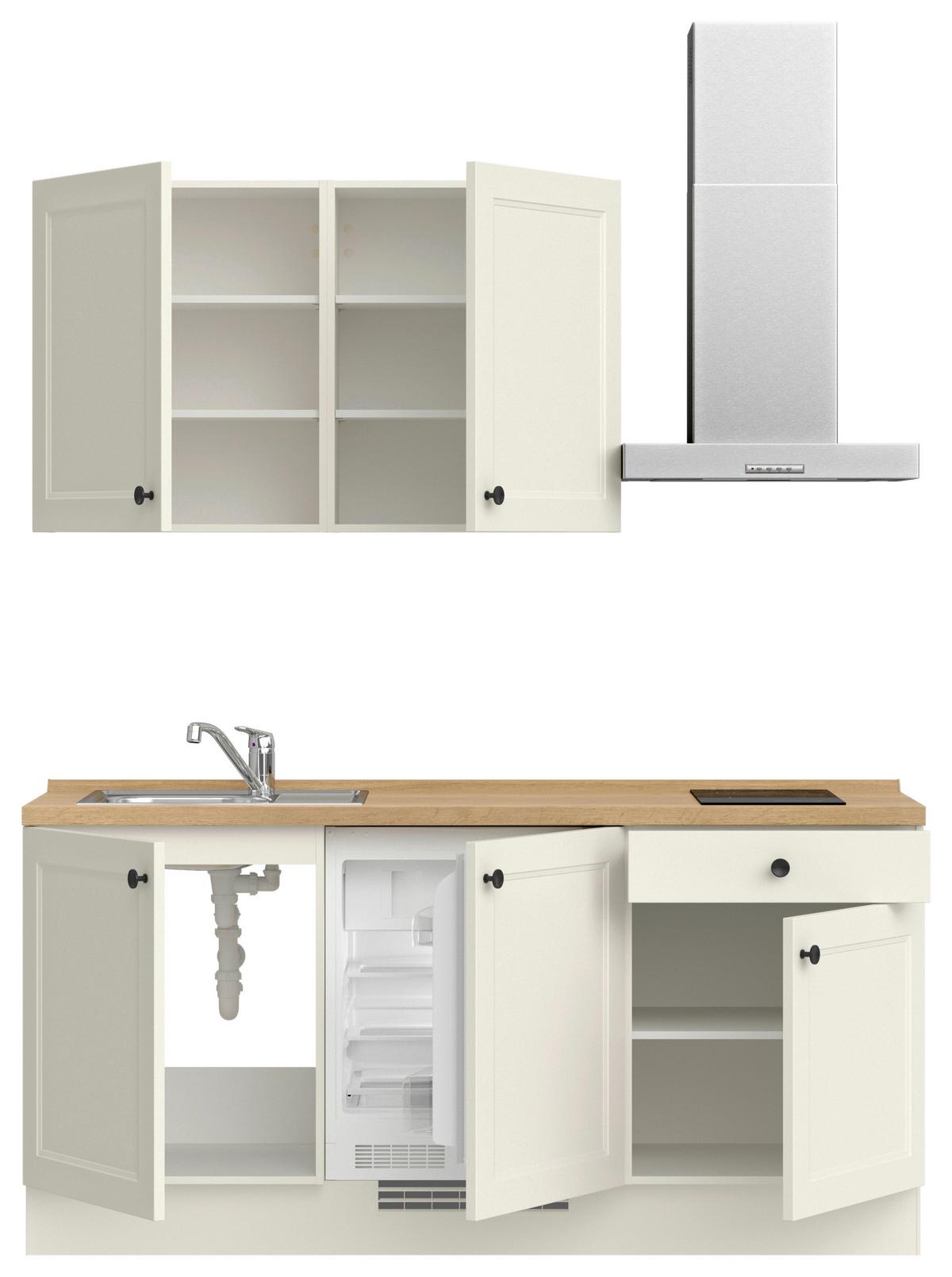 Kuchyňská linka 180 cm, bílá - bílá/barvy dubu, Moderní, kov/kompozitní dřevo (180cm) - Nobilia