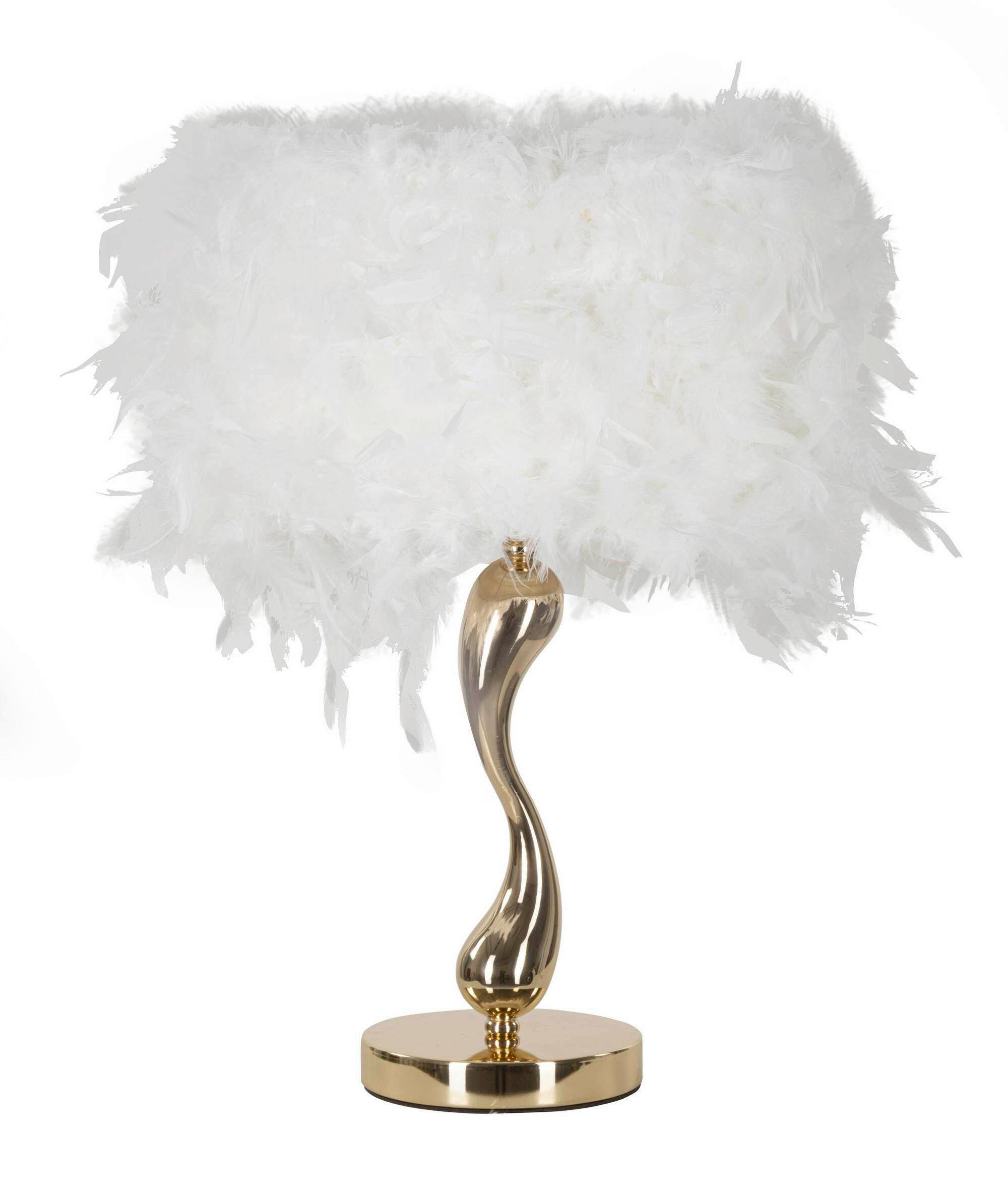Tischleuchte Cart White Weiß, Goldfarben B: 25 cm - Goldfarben/Weiß, Basics, Kunststoff/Metall (25/47/25cm)