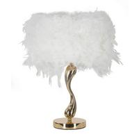 Tischleuchte Cart White Weiß, Goldfarben B: 25 cm - Goldfarben/Weiß, Basics, Kunststoff/Metall (25/47/25cm)