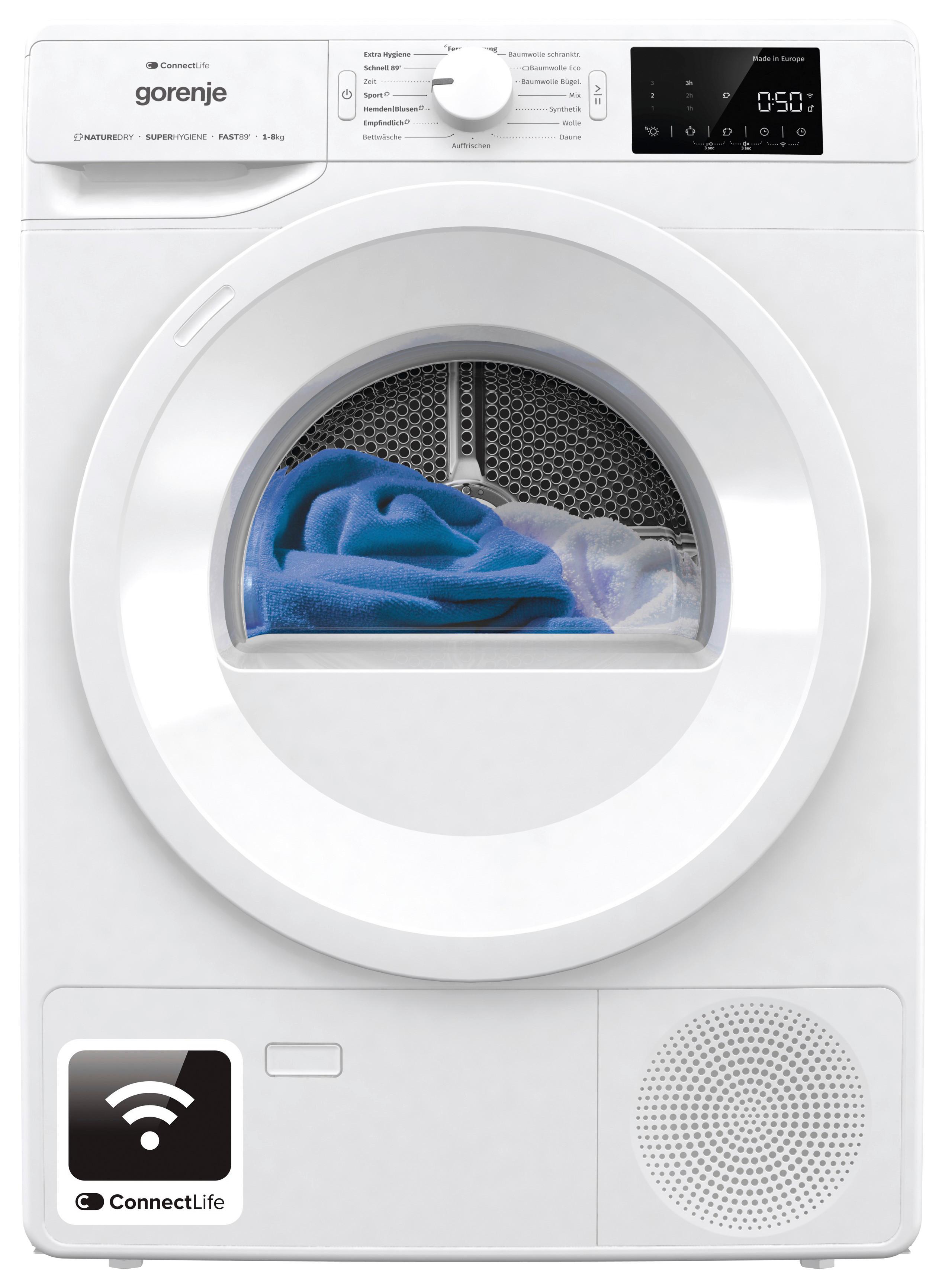 Wärmepumpentrockner Dpne83/Gn - Weiß, LIFESTYLE, Glas/Kunststoff (60/85/62,5cm) - Gorenje