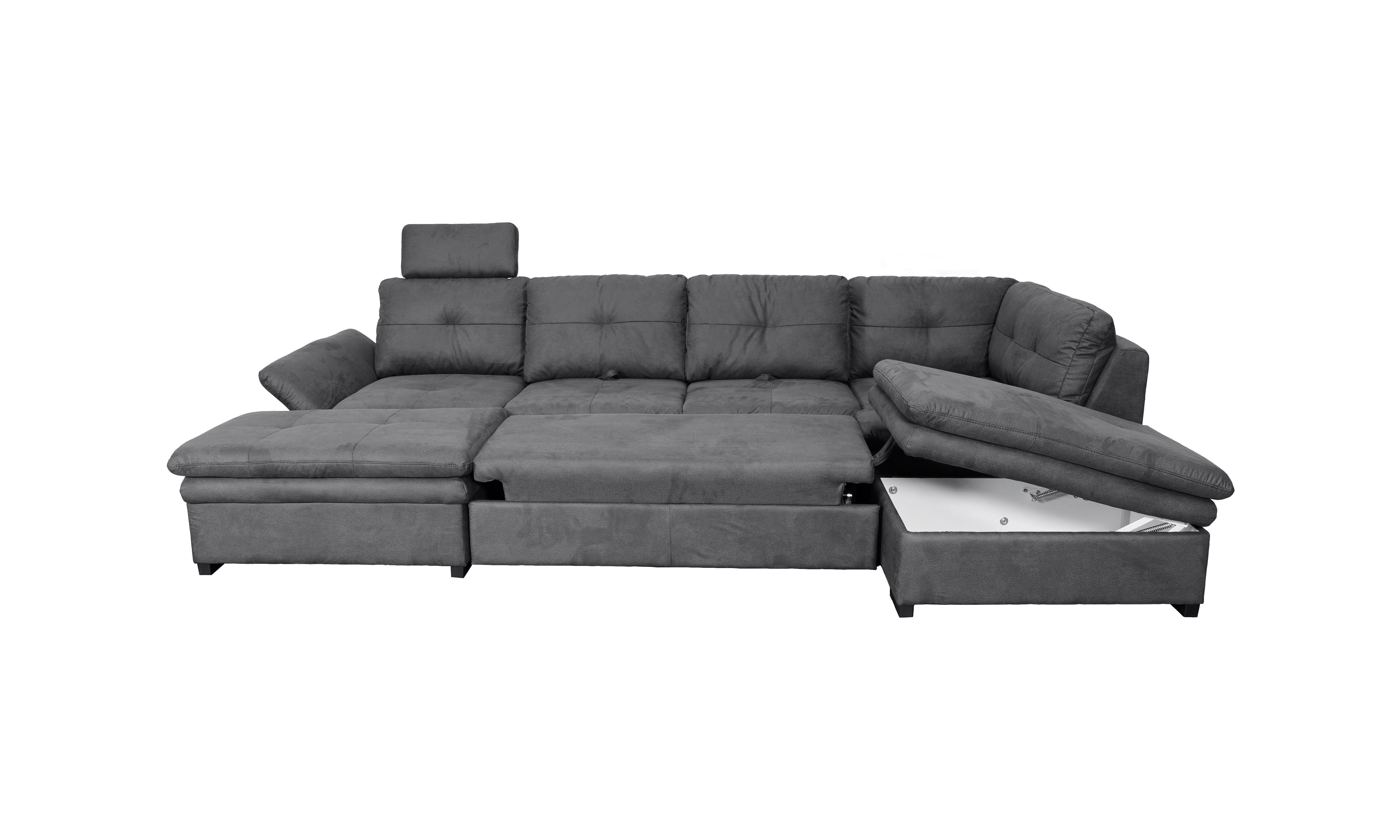 Sedací Souprava U-form Hit - Antracitová - barvy stříbra/antracitová, Design, textil/plast (323/210cm) - Bessagi Home