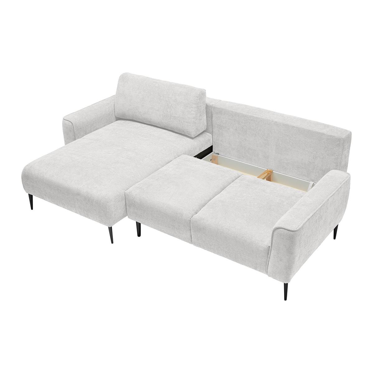 Rohová sedačka CUSTOM, levá, krémová žinylka - černá/krémová, Moderní, kov/textil (164/255cm) - Mömax
