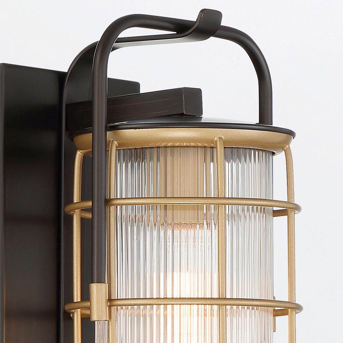Kültéri Falilámpa Qn-Rivamar-S-Blk-Gd - többszínű, Konventionell, üveg/fém (33,5/15,3/18,4cm) - Elstead Lighting