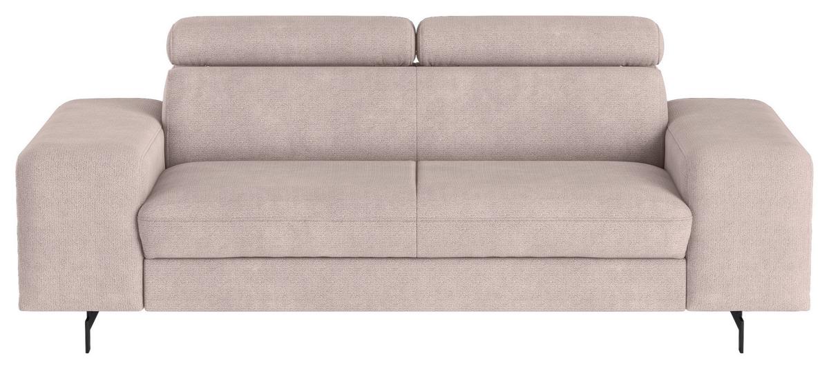 3-Sitzer-Sofa Emma Mit Liegefunktion Creme B: 217 cm - Creme/Schwarz, Textil (217/81/100cm) - MID.YOU