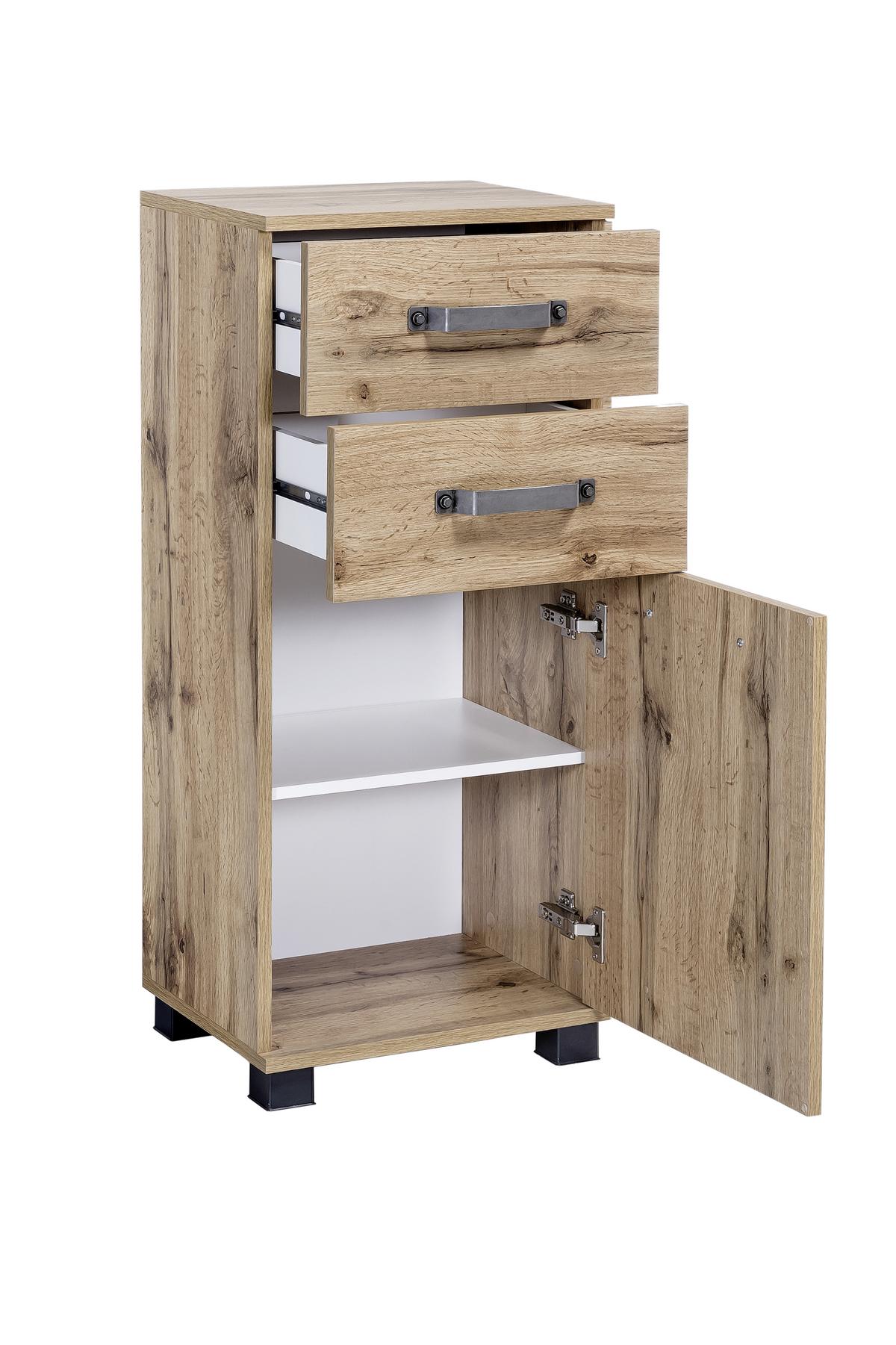 Unterschrank Milan Bxh: 40,4x 94,8 Eiche Dekor - Eichefarben/Schwarz, KONVENTIONELL, Holzwerkstoff (40,3/94,8/32cm) - MID.YOU