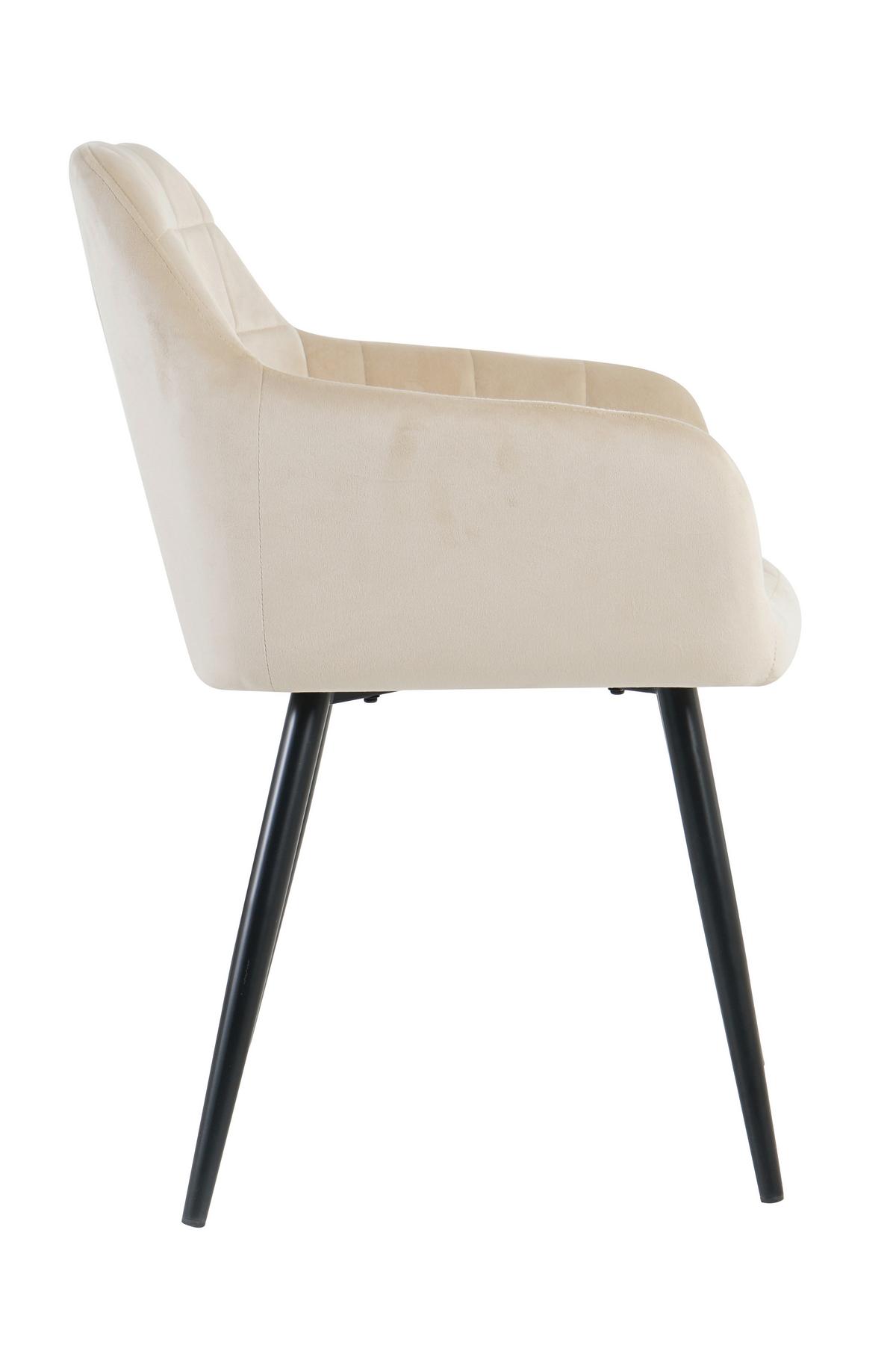 Armlehnstuhl-set Samt Beige, B: 59cm - Beige/Schwarz, Design, Textil/Metall (59/83/62cm) - Livetastic