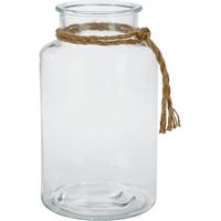 Vase Margot Gerade Kalk-Soda-Glas H: 23 cm - Klar/Naturfarben, MODERN, Glas/Textil (12,5/23cm) - Luca Bessoni