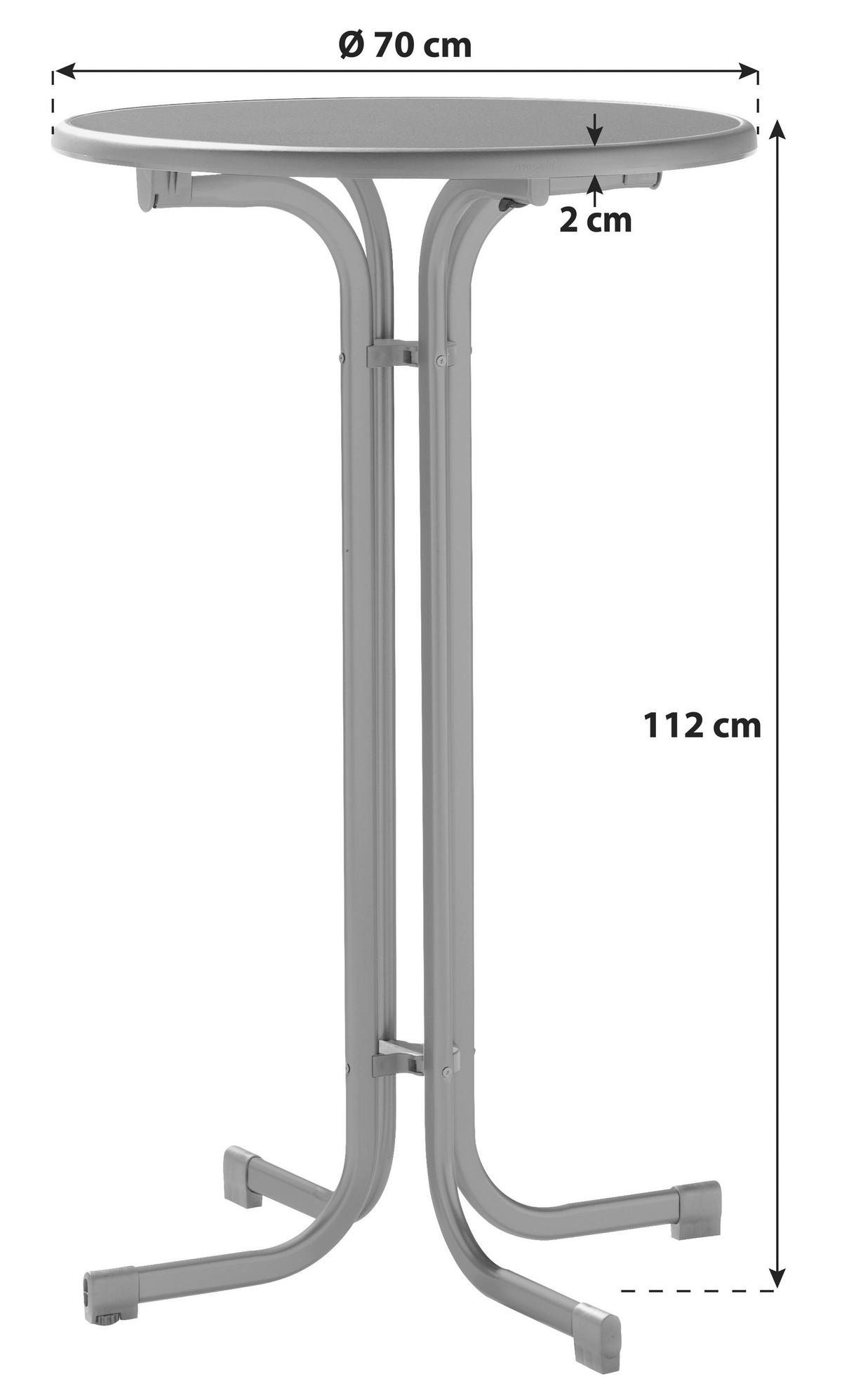 Gartentisch Klappbar Holzwerkstoff/Metall ⌀ 70 cm - Grau, MODERN, Holzwerkstoff/Metall (70/70/112cm) - Sieger