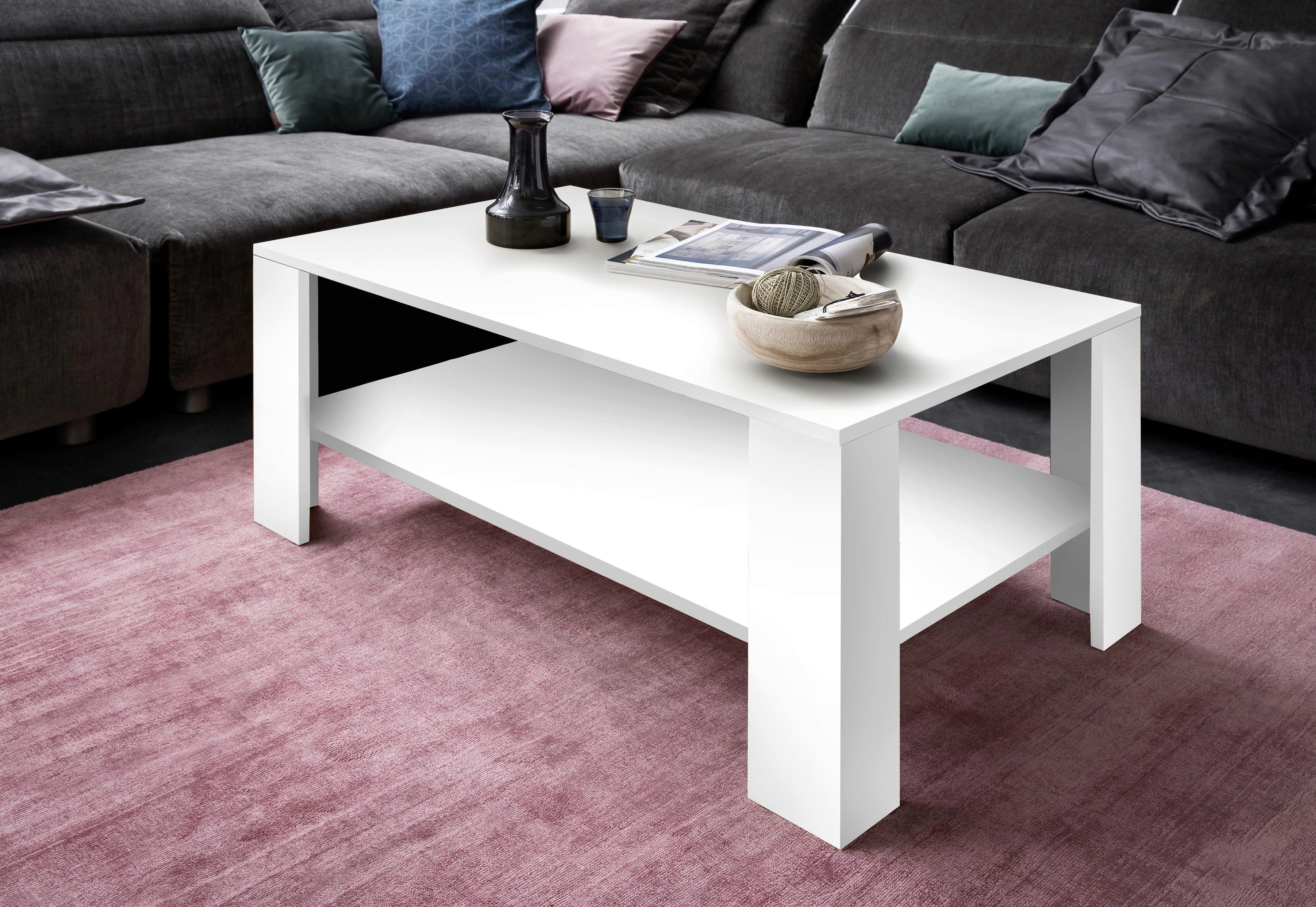 Dohányzóasztal Gina Fehér Dekorral - Fehér, konvencionális, Faalapú anyag (90/45,5/50cm)