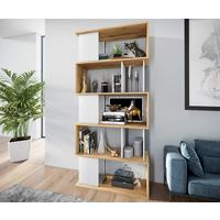 REGÁL LEGO - bílá/dub wotan, Moderní, kompozitní dřevo (80/175,3/33cm)