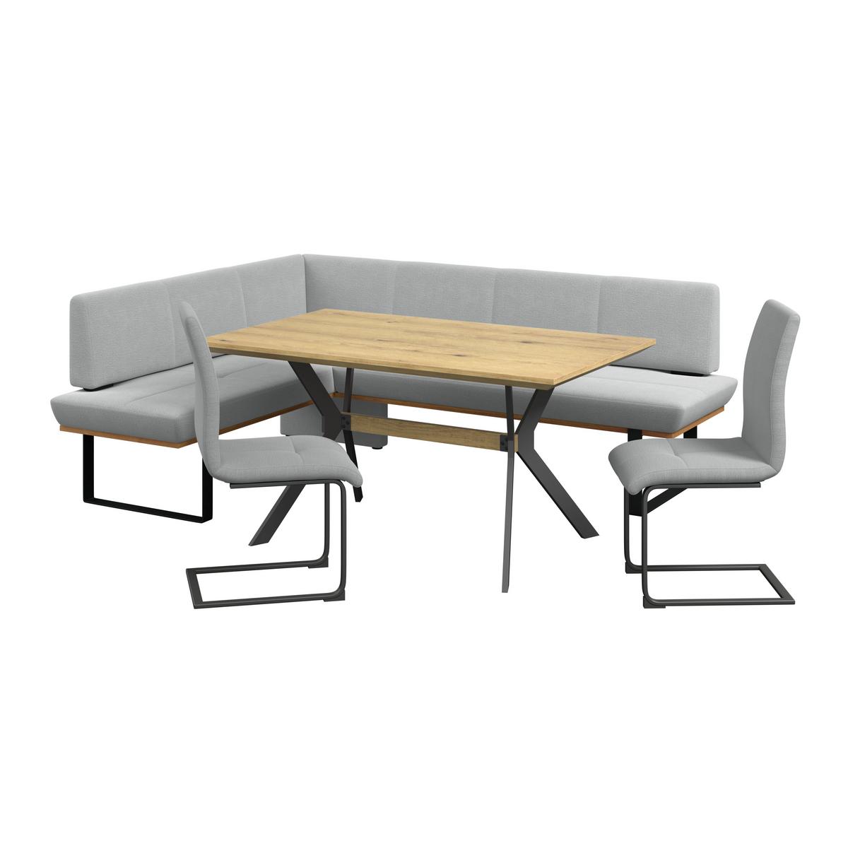 Eckbank Tristan Webstoff hellgrau,S:195x245cm - Hellgrau/Schwarz, MODERN, Holz/Textil (195/245cm) - James Wood