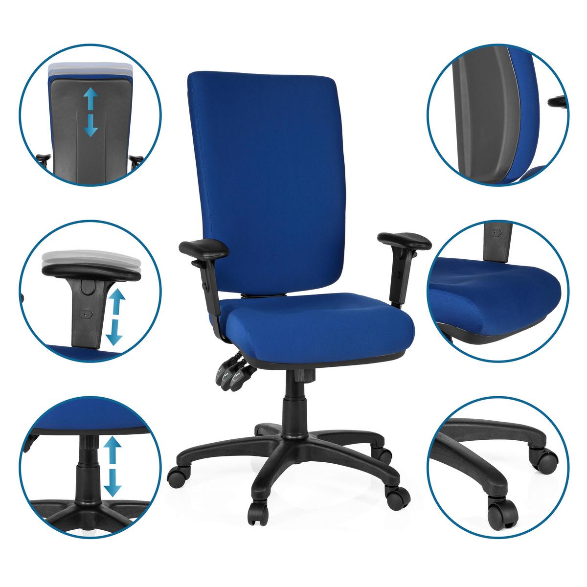 Bürostuhl Zenit High Blau bis 120 kg - Blau, Basics, Kunststoff/Textil (56/130/45cm) - MID.YOU