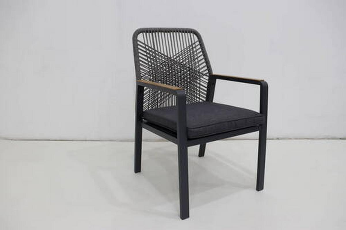 Gartenstuhl Daniela - Dunkelgrau/Eichefarben, MODERN, Textil/Metall (55/90/67cm) - Beldano