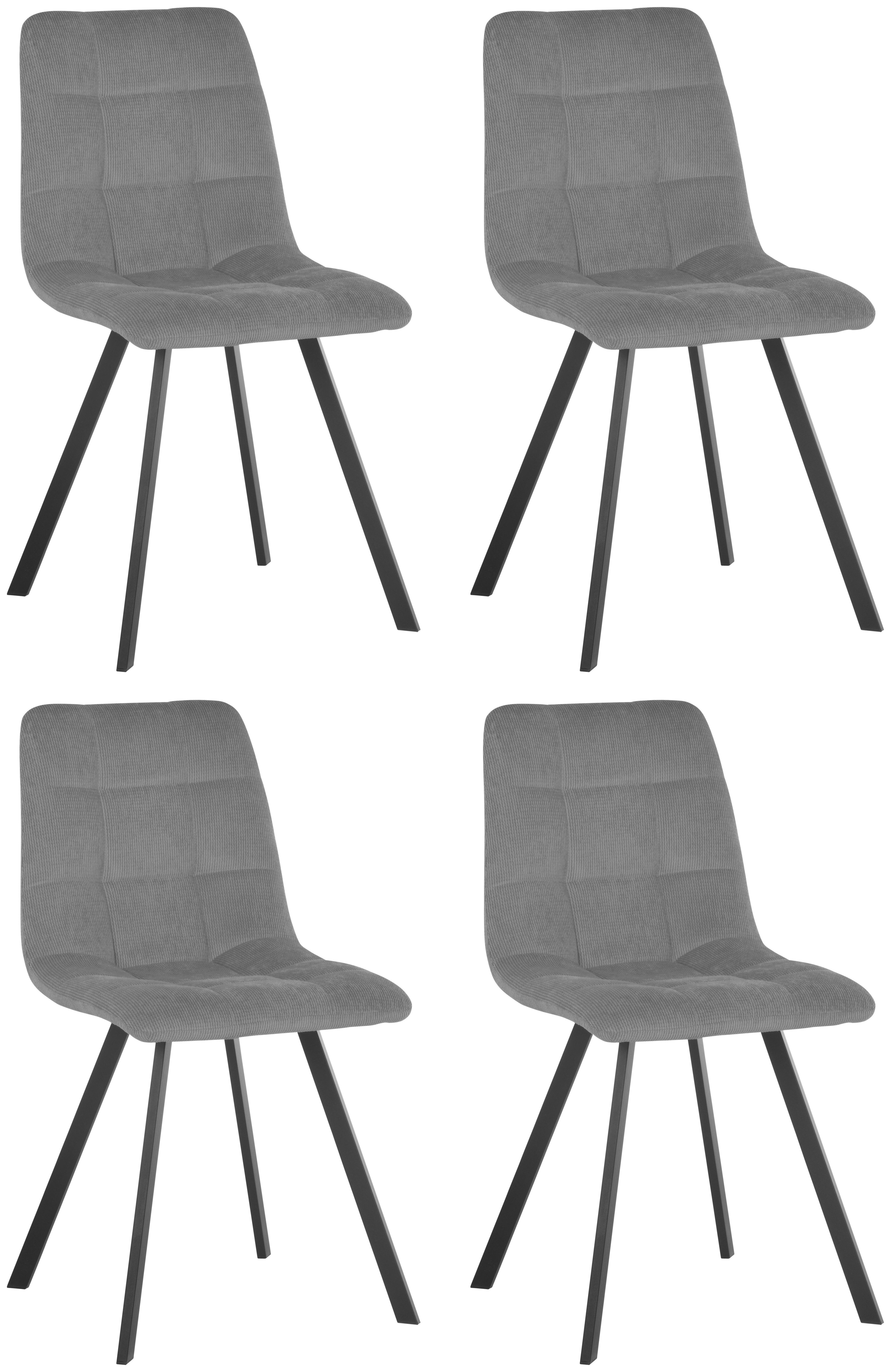 Stuhl-Set Leon - Schwarz/Grau, LIFESTYLE, Holz/Textil (45/88/55cm) - Livetastic