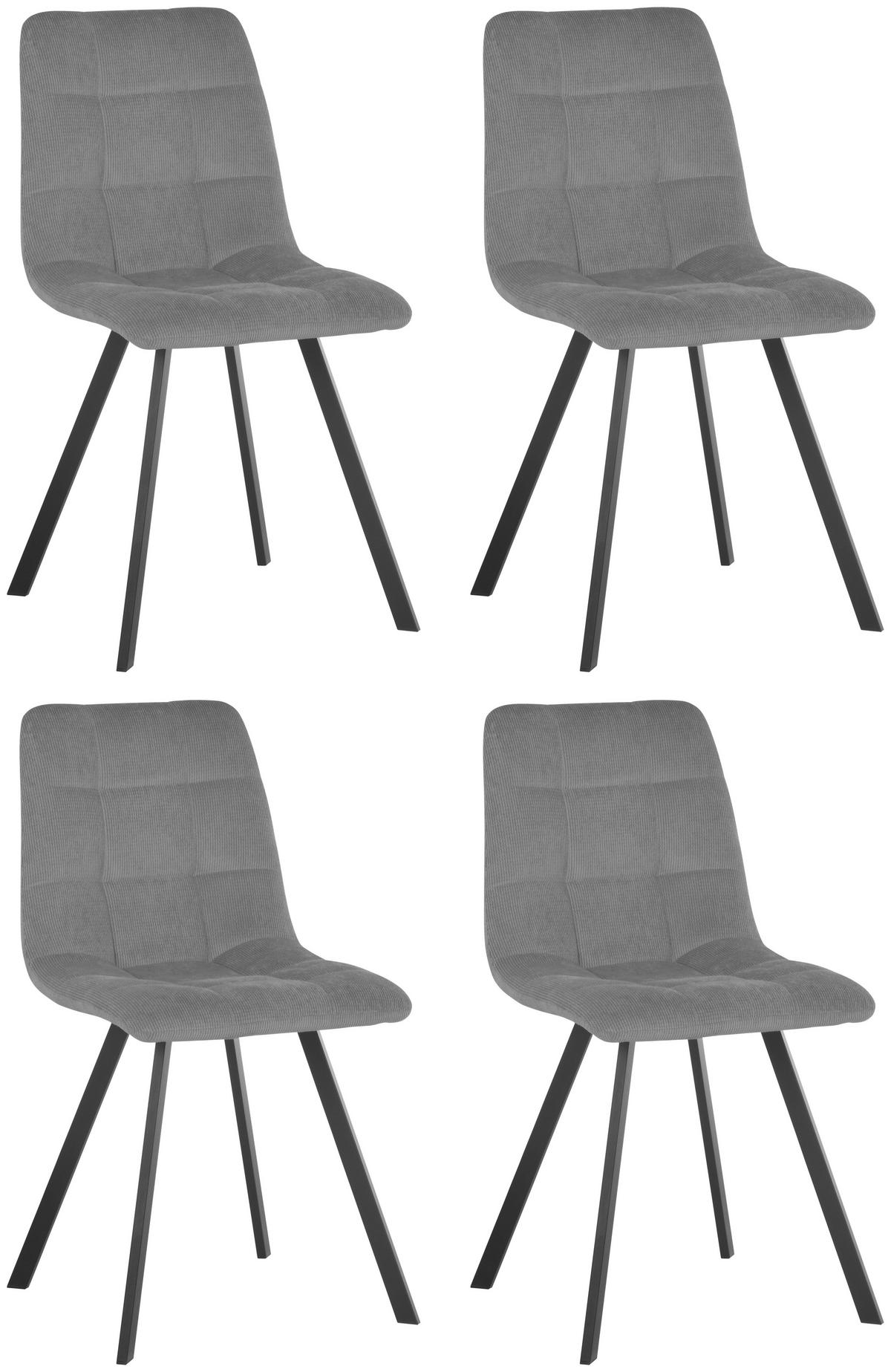 Stuhl-Set Leon - Schwarz/Grau, LIFESTYLE, Holz/Textil (45/88/55cm) - Livetastic