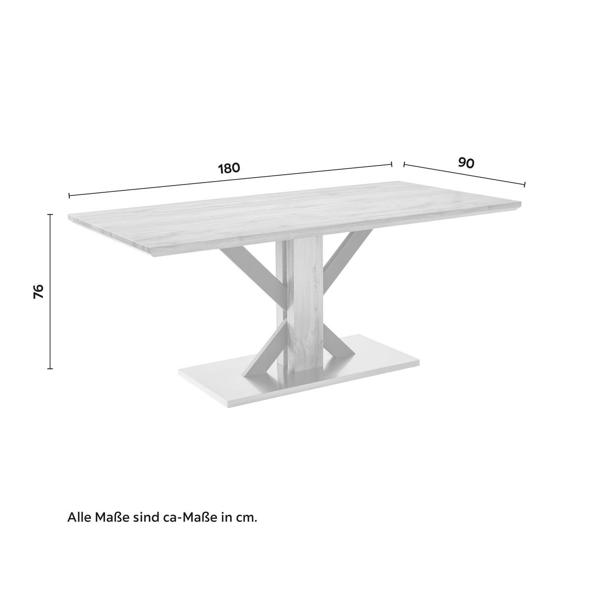 Jídelí stůl KLEMENTIN 180 - černá/barvy dubu, Moderní, kov/kompozitní dřevo (180/76/90cm) - Bessagi Home