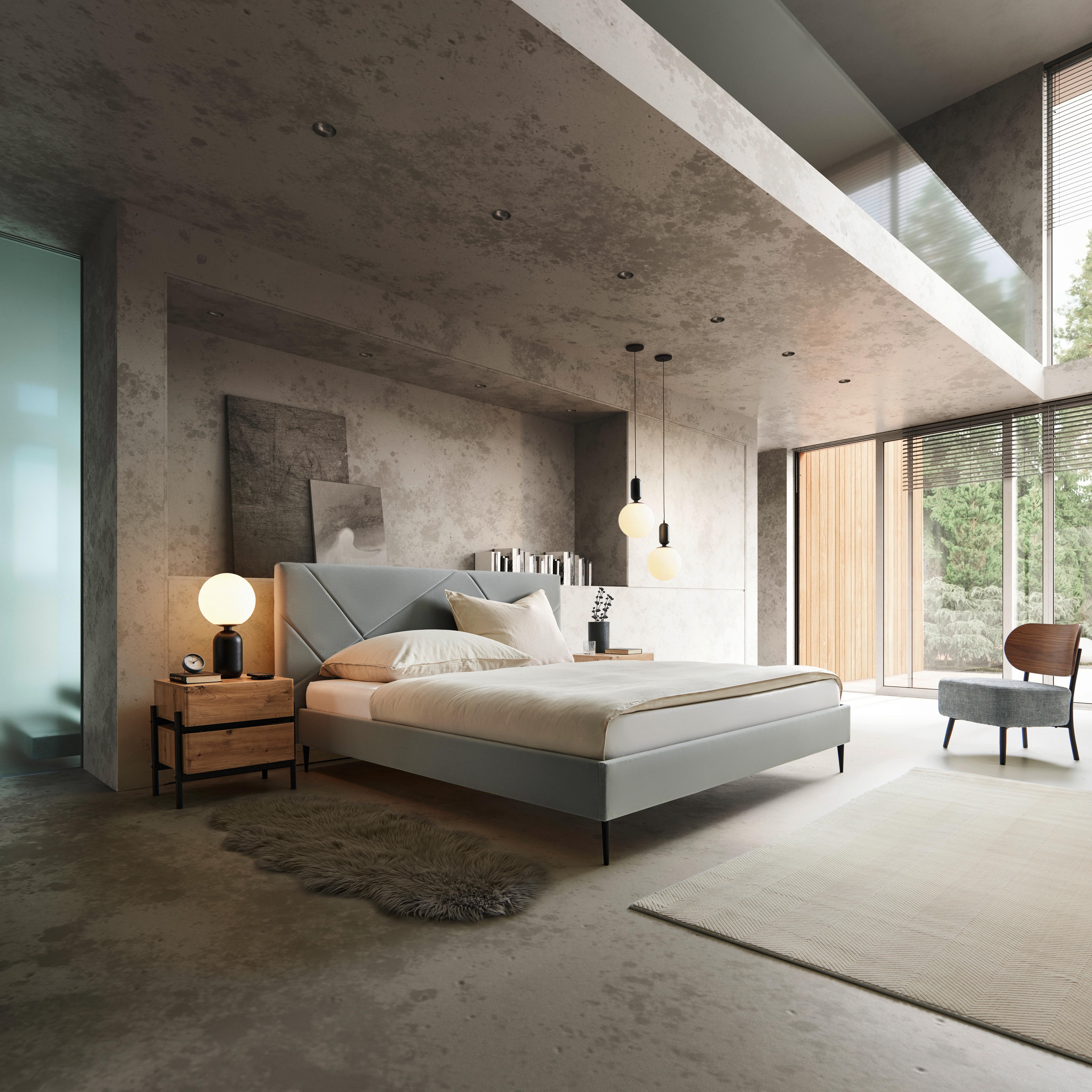 Čalúnená posteľ ELENA 180x200cm - čierna/sivá, Modern, kov/drevo (180/200cm) - Bessagi Home