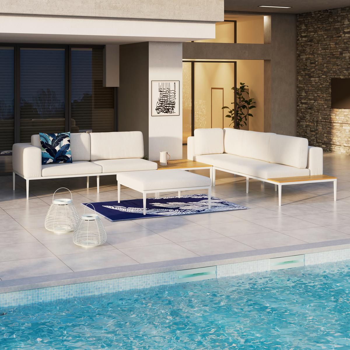 TERASOVÁ SEDACIA SÚPRAVA ÄNNA - krémová/prírodná farba, Modern, kov/textil (270/68/90cm) - Bessagi Garden