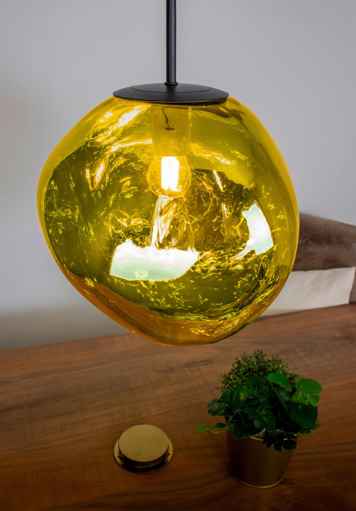 Hängeleuchte Canopus Gelb D: 28 cm - Gelb, Basics, Glas (28/150cm)