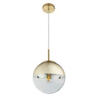 Hängeleuchte H: 120 cm 1-Flammig - Transparent/Goldfarben, Design, Glas/Metall (20/20/120cm) - Globo