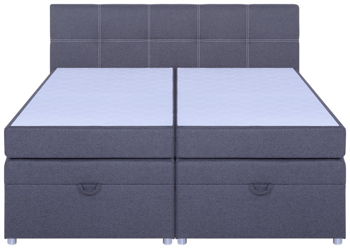 Boxspringbett Royal 180x200 Dunkelgrau - Chromfarben/Dunkelgrau, MODERN, Holzwerkstoff/Textil (180/200cm)