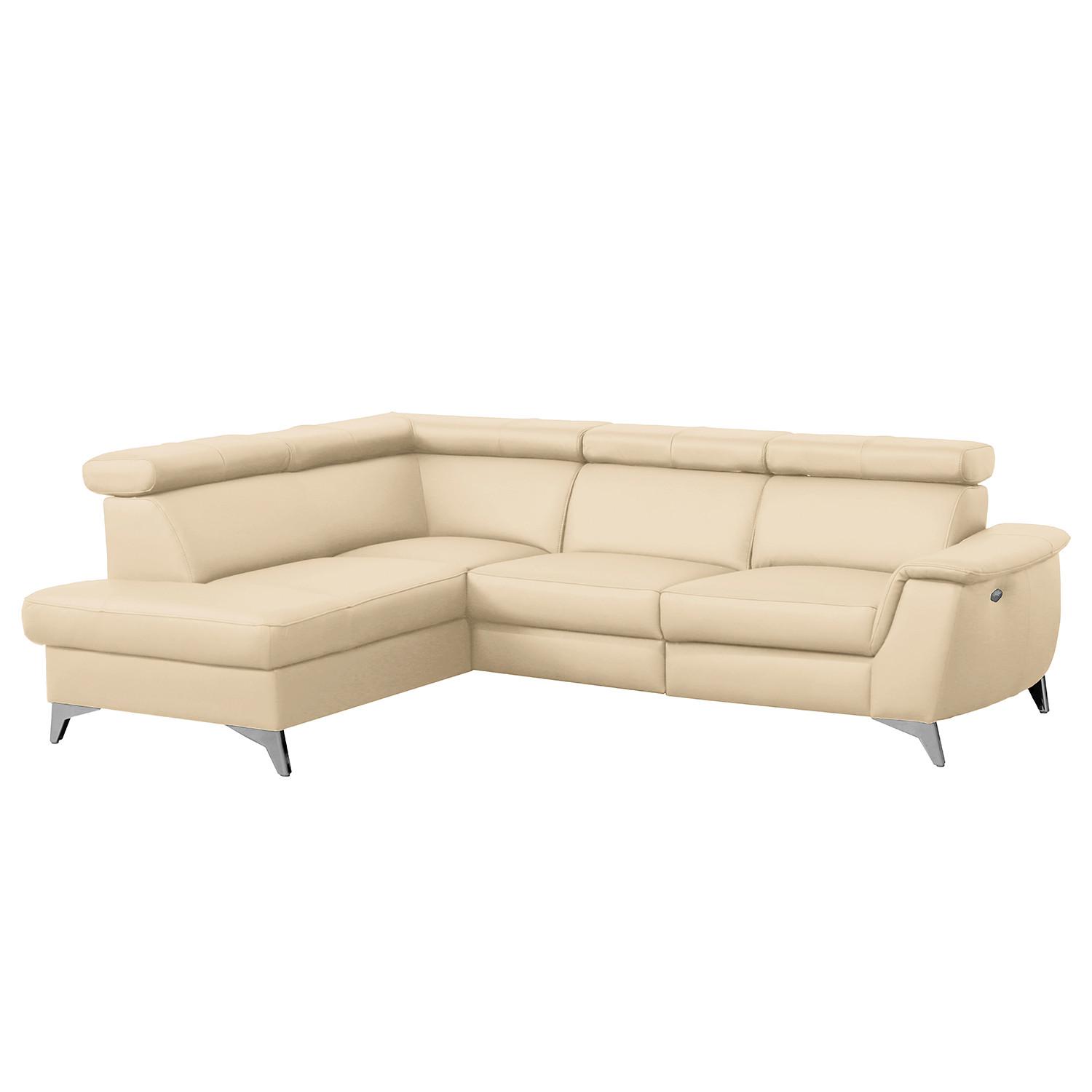 Ecksofa Lince Beige S: 197x257 Cm - Chromfarben/Beige, Design, Leder/Textil (197/257cm) - Livetastic
