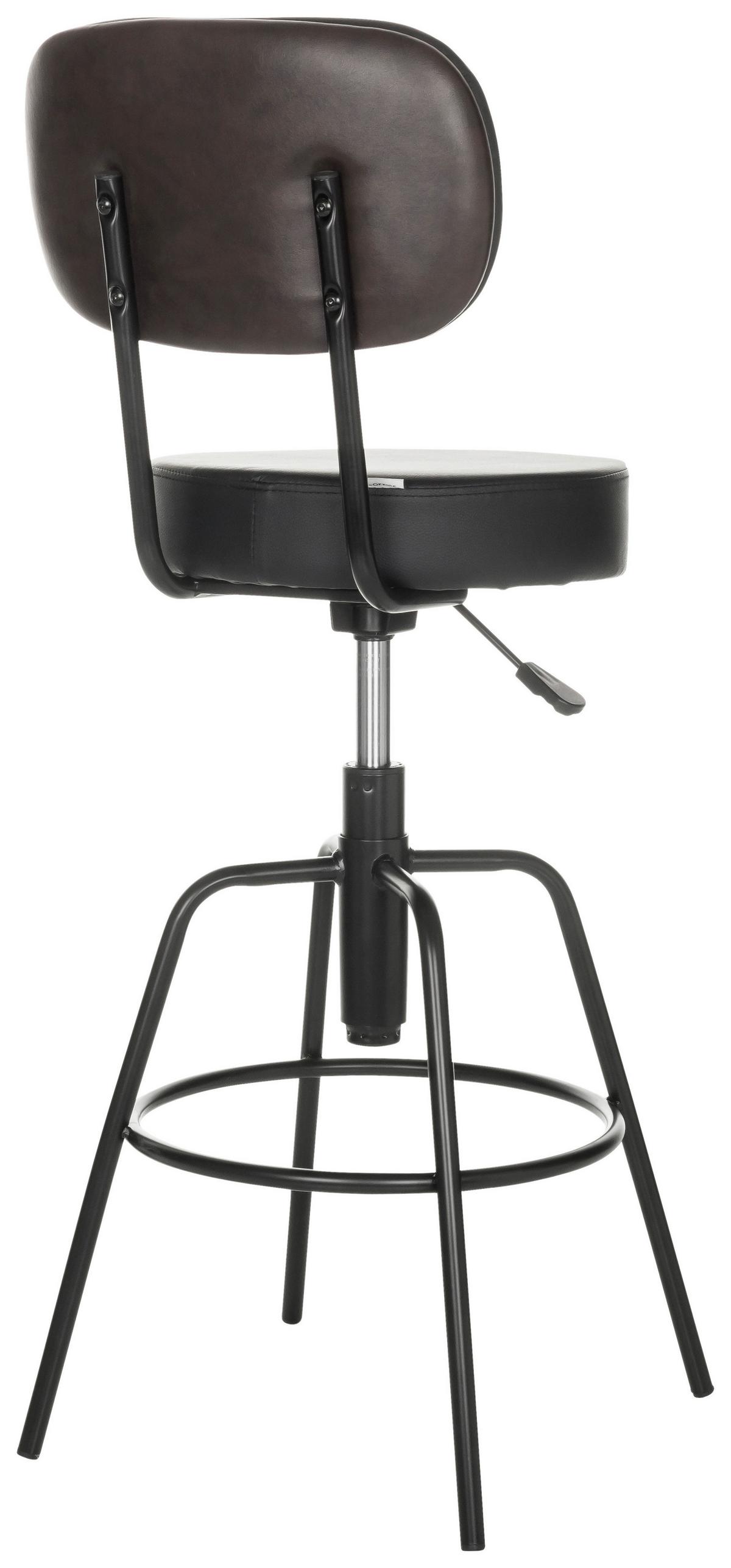 Barhocker Disc High - Schwarz, Basics, Leder/Metall (43/103-113/43cm) - MID.YOU