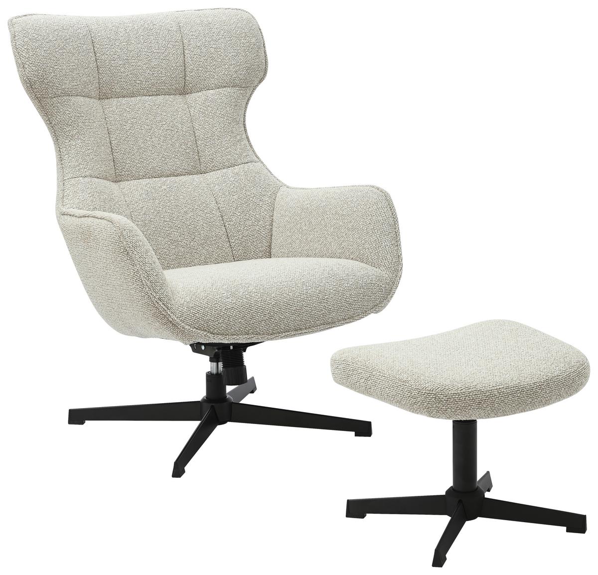 Relaxsessel Bogota Beige, 360° Drehbar - Beige/Schwarz, MODERN, Textil/Metall (76/101/86cm) - Luca Bessoni