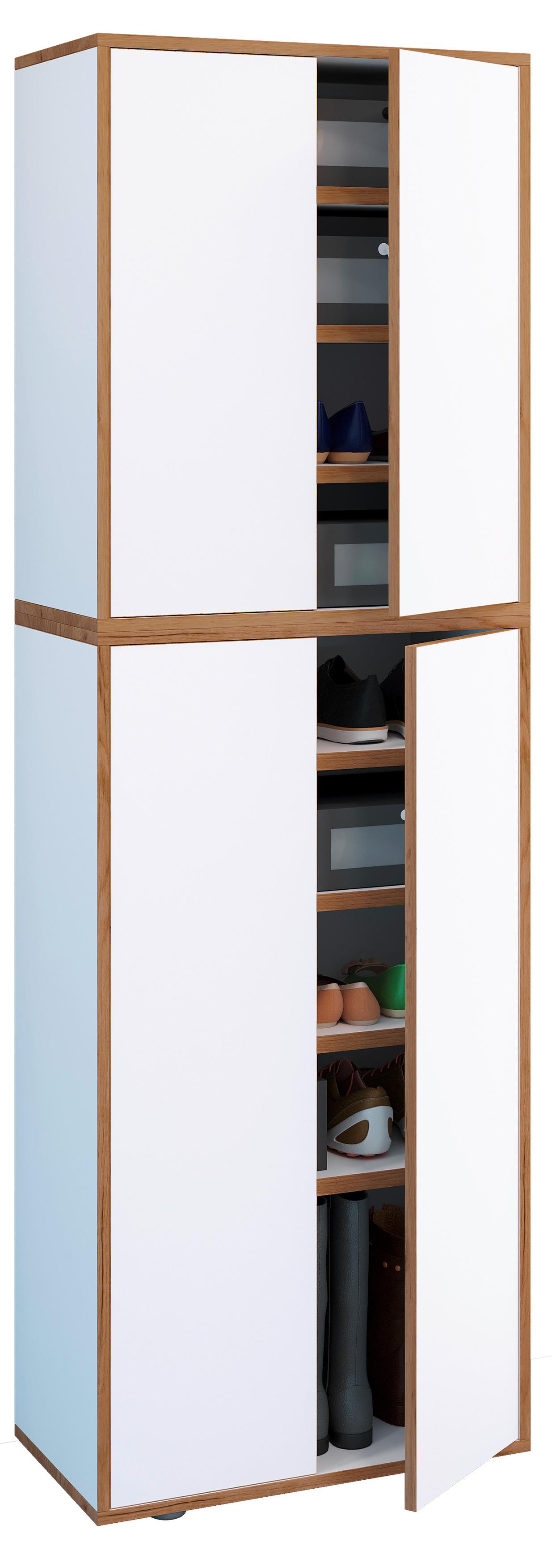 Schuhschrank Salia Honigeiche/weiß B: 60 Cm - Honigeiche/Schwarz, Design, Holzwerkstoff (60/183/33cm) - MID.YOU