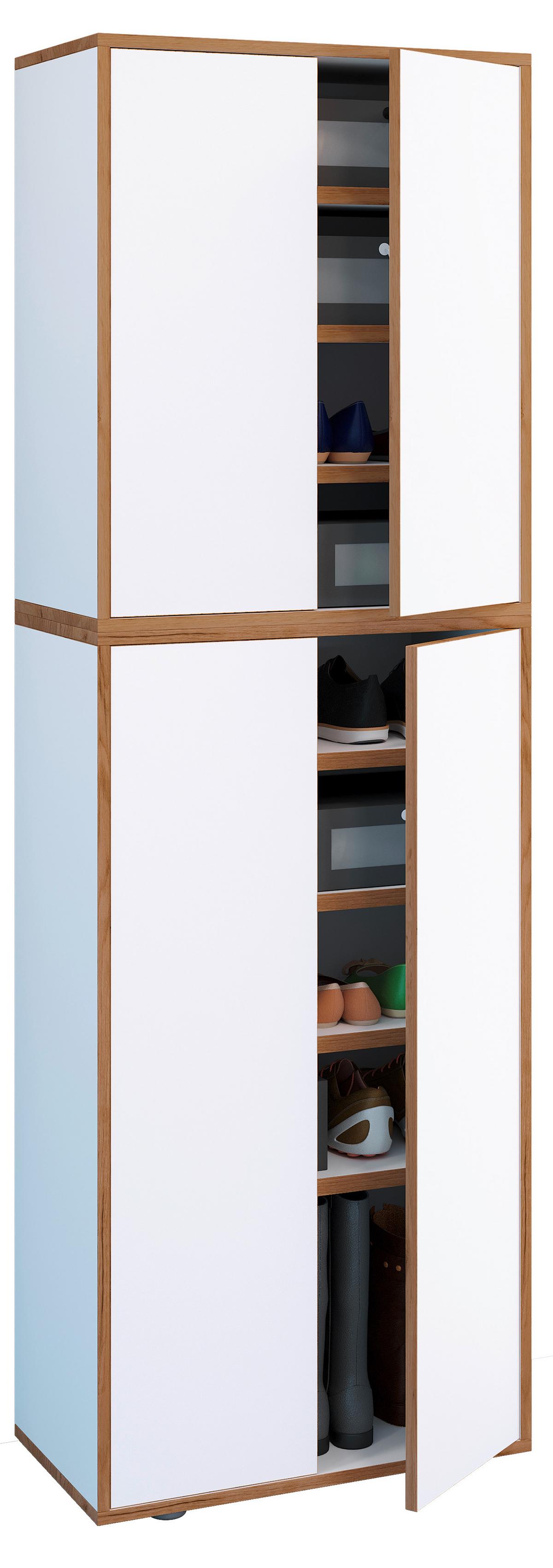Schuhschrank Salia Honigeiche/Weiß B: 60 cm - Honigeiche/Schwarz, Design, Holzwerkstoff (60/183/33cm) - MID.YOU