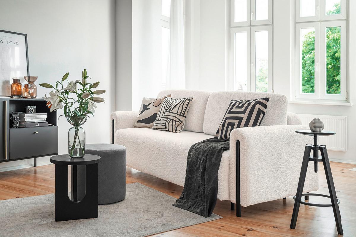 Schlafsofa Arcadova Weiß/schwarz B: 244cm - Schwarz/Weiß, Design, Textil (244/97/97cm) - MID.YOU
