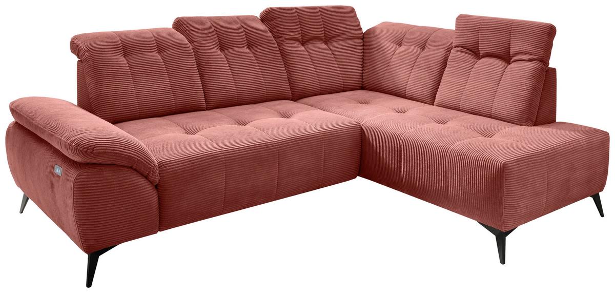 Ecksofa Fiore, Koralle S: 272x200 cm - Koralle/Schwarz, MODERN, Textil (272/200cm) - Livetastic