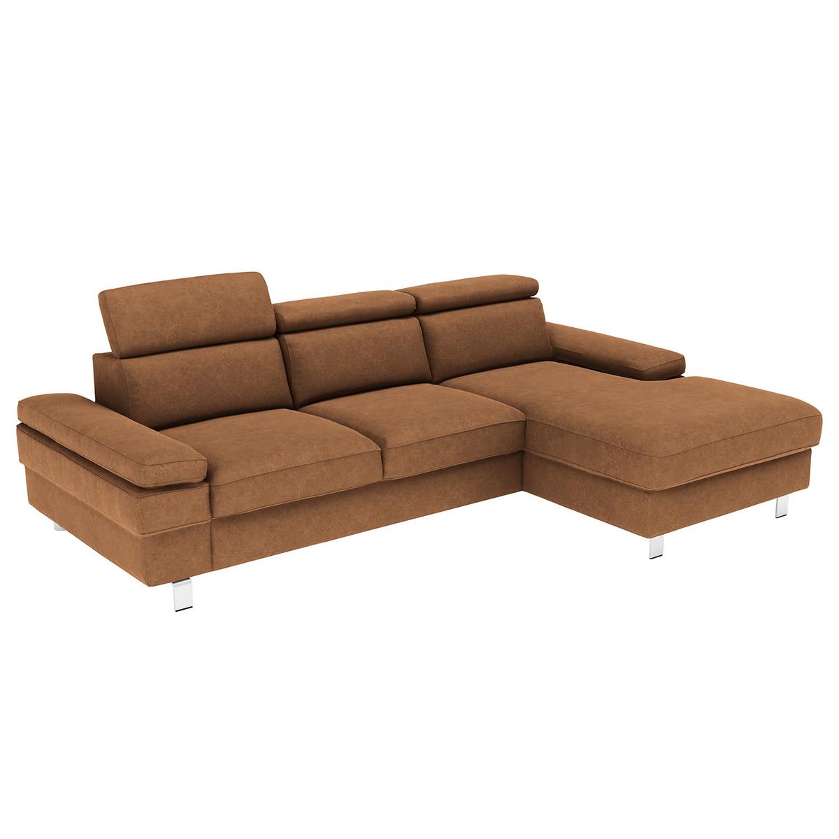 Ecksofa Elvis, Braun S: 259x182 Cm - Silberfarben/Braun, KONVENTIONELL, Textil (259/182cm) - Trendmanufaktur
