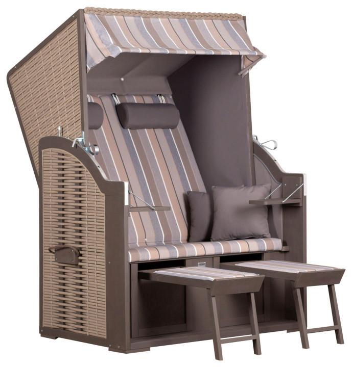 Strandkorb Ostsee Pe Nature, Grey - Grau, Basics, Holz/Kunststoff (120/160/80cm) - Gardenson