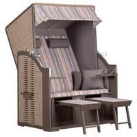 Strandkorb Ostsee Pe Nature, Grey - Grau, Basics, Holz/Kunststoff (120/160/80cm) - Gardenson