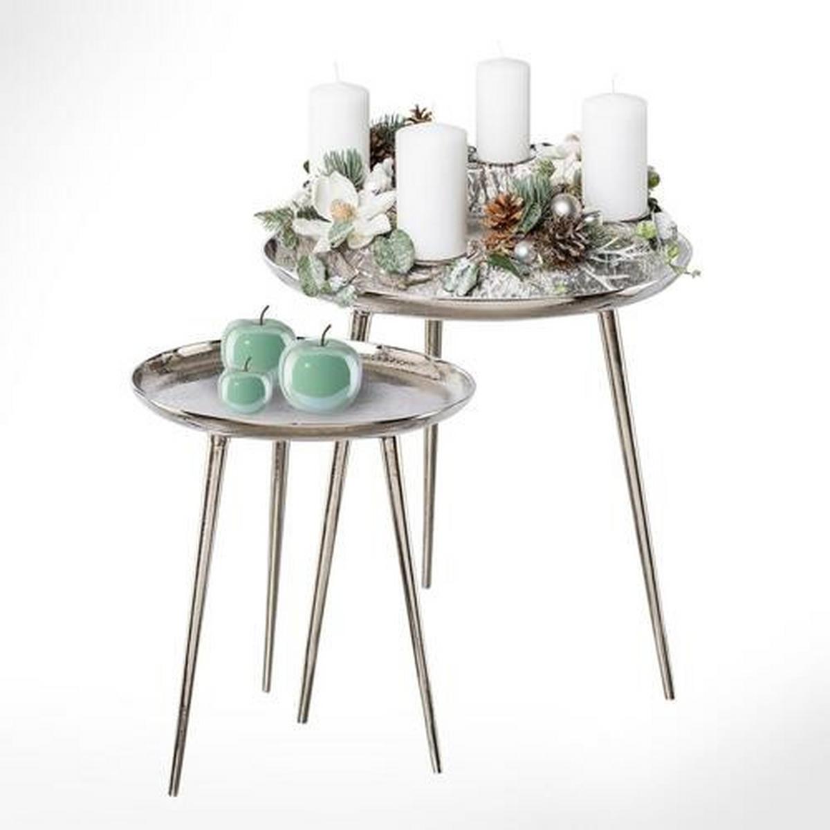 Beistelltisch Silberfarben, BxH: 39x45 cm - Silberfarben, Basics, Metall (39/45cm) - P & B