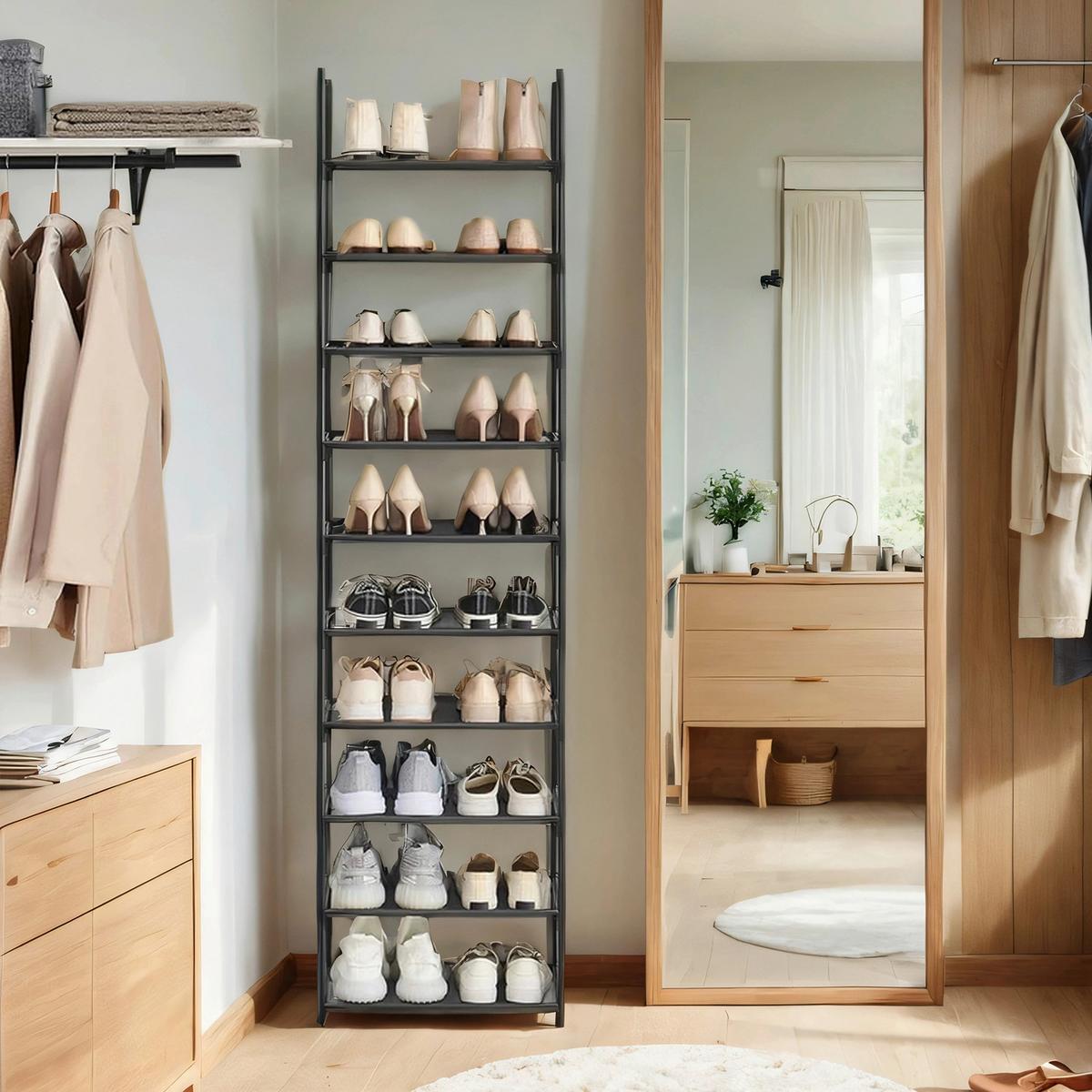 SCHUHREGAL Schwarz B: 45 cm - Schwarz, Basics, Textil/Metall (45/173/28cm)