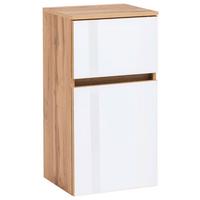 Unterschrank grifflos Helsinki B: 40 cm Weiß/Eiche Dekor - Eichefarben/Silberfarben, KONVENTIONELL, Glas/Holzwerkstoff (40/79/35cm) - Held