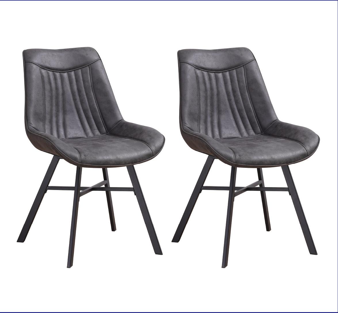 STUHL-SET Samuel Anthrazit, B: 53 cm - Anthrazit/Schwarz, MODERN, Textil/Metall (53/87/63,5cm) - MID.YOU