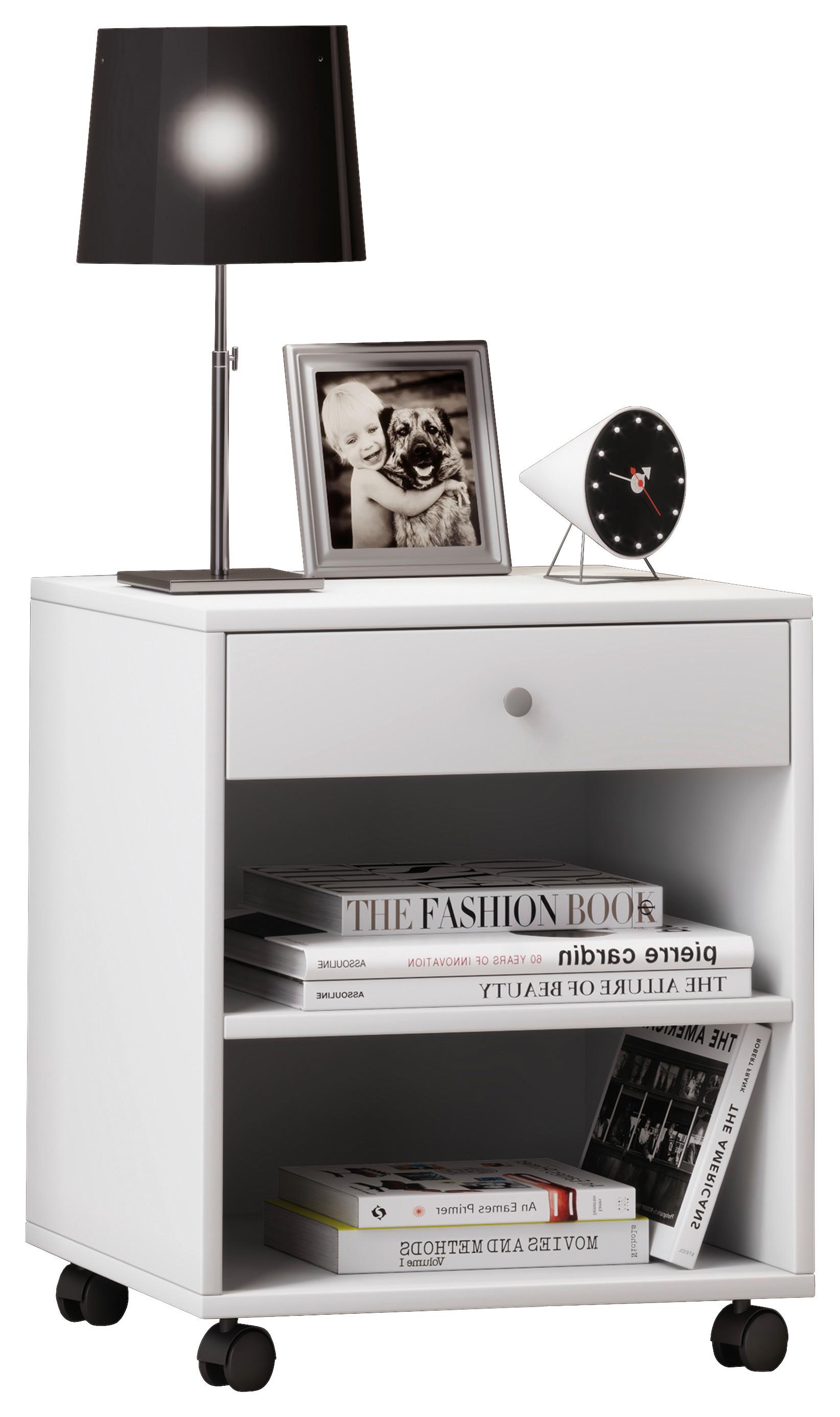 Nachkästchen Weiß H: 54 Cm Rolda - Silberfarben/Weiß, MODERN, Holzwerkstoff (45/54/38cm) - MID.YOU